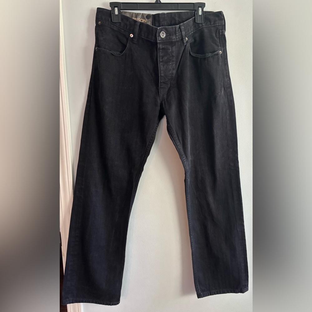 Morrison Denim San Francisco California Onyx black faded wide leg denim